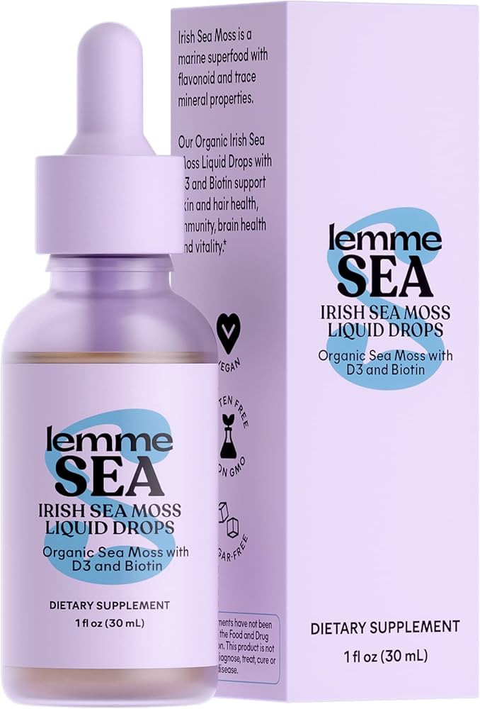 Lemme Irish Sea Moss Organic Liquid Drops with Vitamin D3 and Biotin for Trace Mineral Support, I... | Amazon (US)