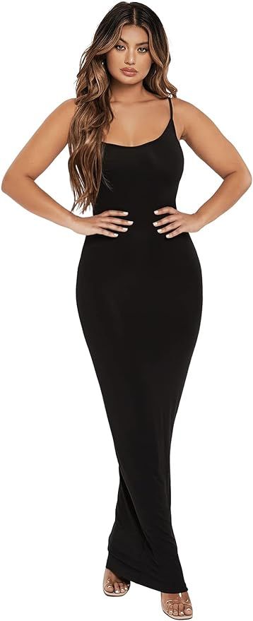 Verdusa Women's Sleeveless Scoop Neck Open Back Bodycon Maxi Cami Dress | Amazon (CA)
