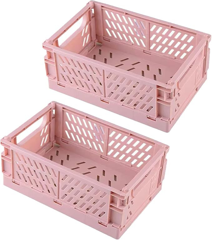 2 Stück Aufbewahrungskorb Kleine Klappboxen Rosa Faltbar Stabil Aufbewahrungskiste Kunststoff Kl... | Amazon (DE)
