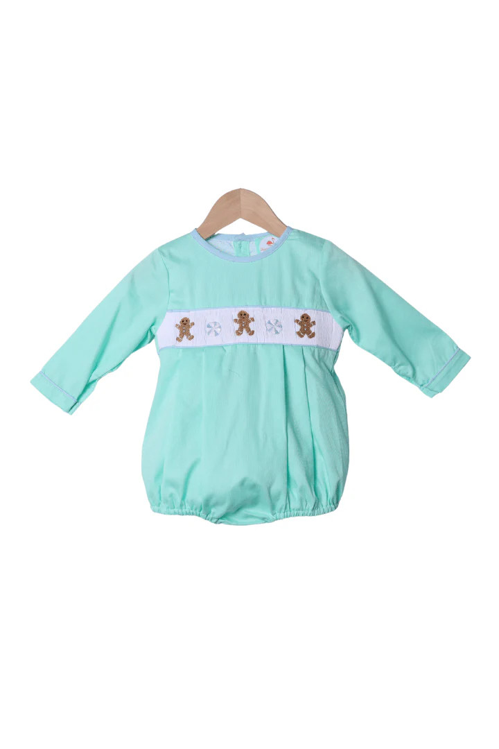 Smocked Gingerbread Sweets Mint Bubble | The Smocked Flamingo