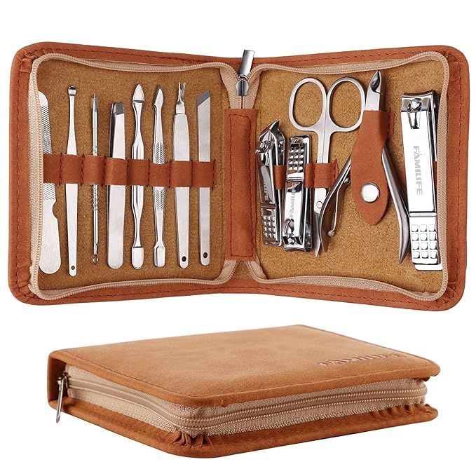 FAMILIFE F03 Manicure Set, Pedicure Kit Nail Clipper Set 13pcs Professional Men Grooming Kit Stai... | Amazon (US)