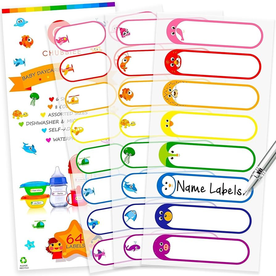 Baby Bottle Labels for Daycare, Self-Laminating, Waterproof Write-On Name Labels, Assorted Sizes ... | Amazon (US)