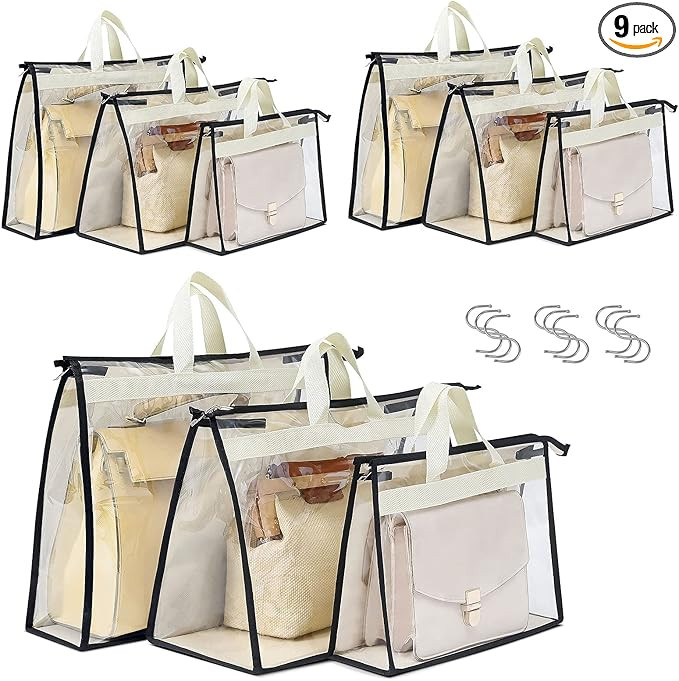 Interesse 9 Pack Dust Bags for Handbags, Clear Handbag Storage, Purse Storage Organizer for Close... | Amazon (US)
