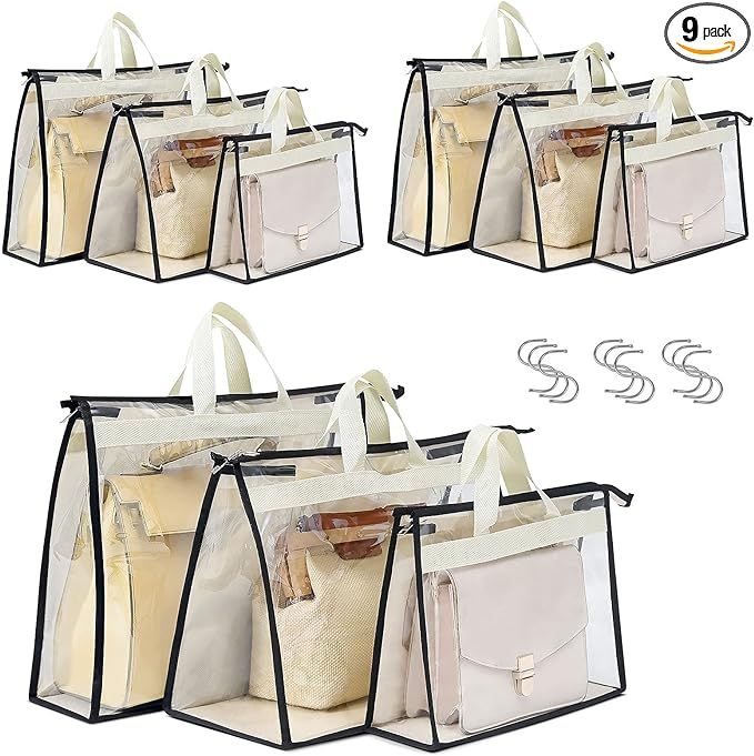 Interesse 9 Pack Dust Bags for Handbags, Clear Handbag Storage, Purse Storage Organizer for Close... | Amazon (US)