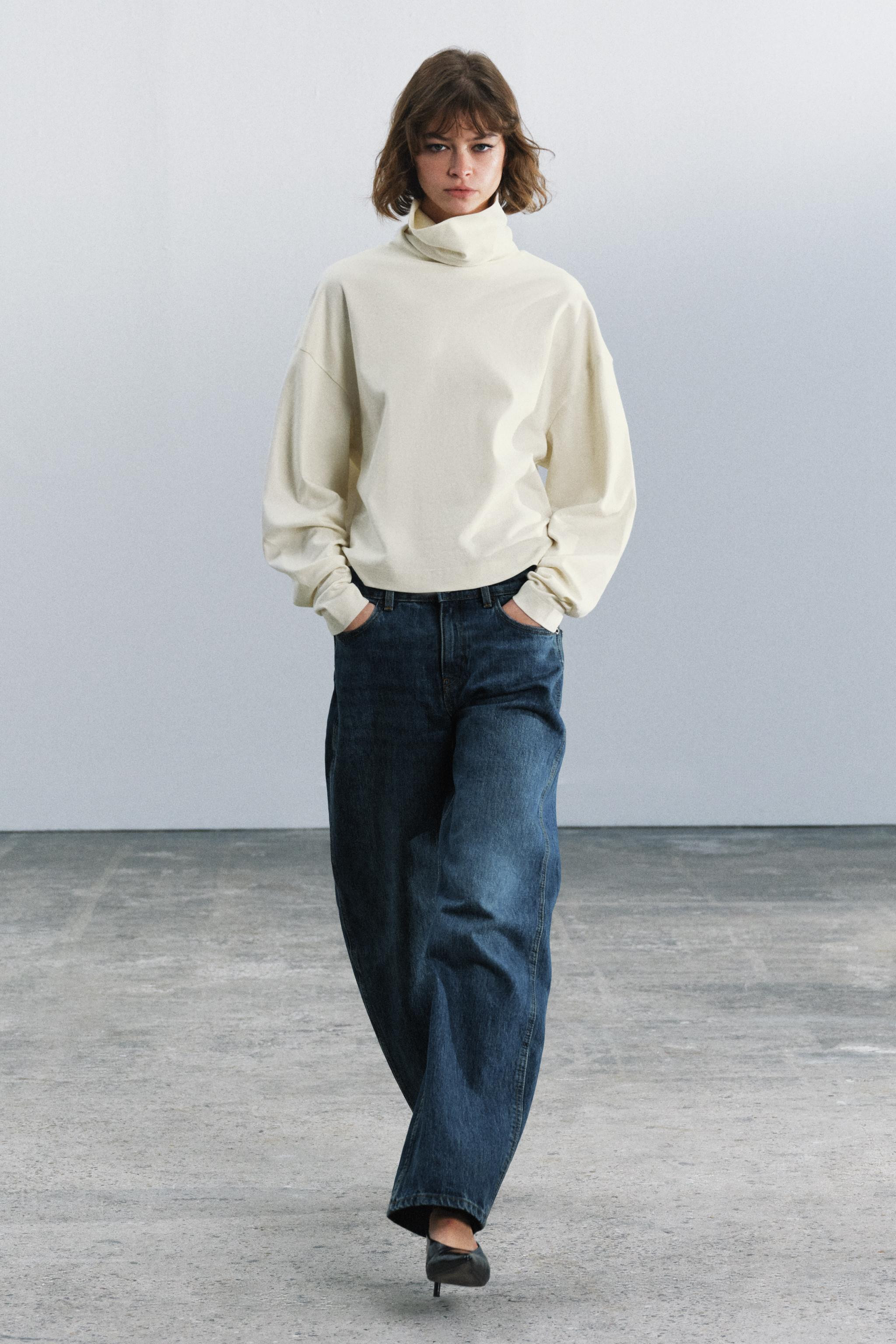 INTERLOCK HIGH NECK T-SHIRT | Zara US