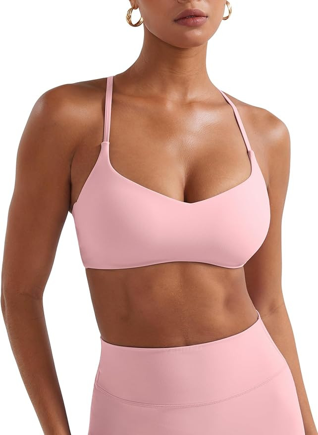 YEOREO Y Back Sports Bras for Women Padded Racerback Bra Paisely Light Impact Adjustable Straps G... | Amazon (US)