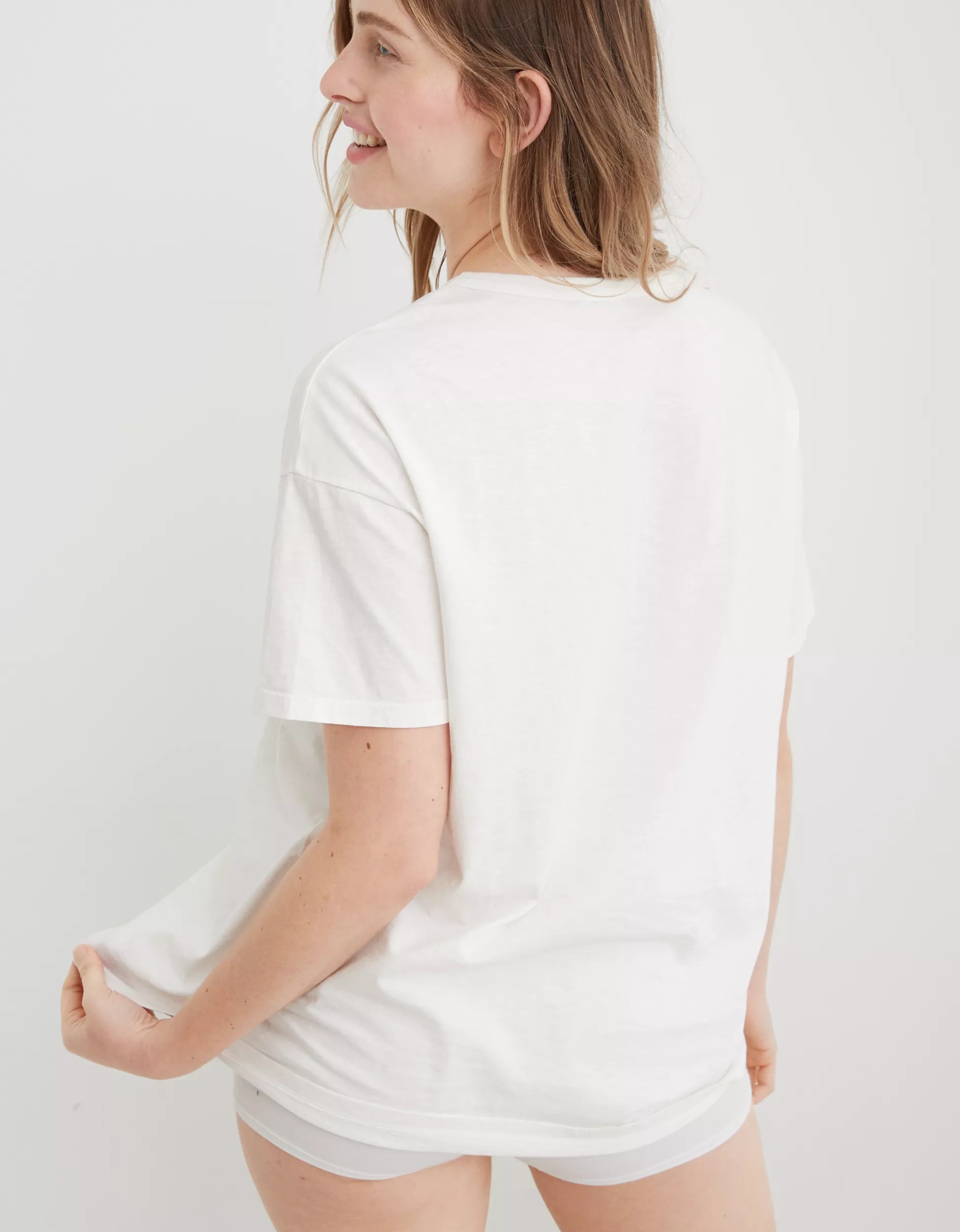 Aerie Distressed Basic Boyfriend T-Shirt | Aerie