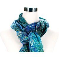 Batik Fabric Scarf - Island Blue Scarves Rayon Wide Long Purple Modern | Etsy (US)