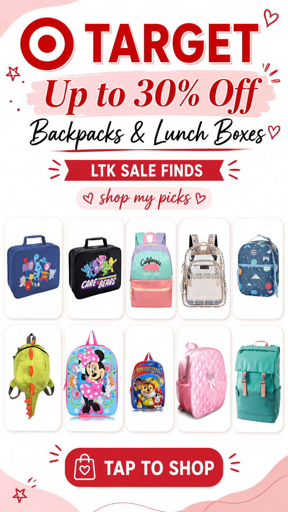 Target up to 30% off backpacks & lunch boxes 

 #LTKmomlife #LTKSaleAlert #LTKKids