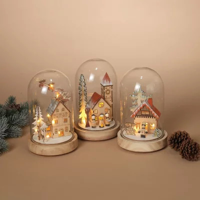 Set of 3 Pre-Lit Holiday Scene Glass Domes | Sam's Club