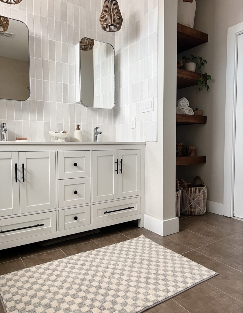 Simple, clean, bright white bathroom design with hints of modern organic. 

#LTKhome #LTKFind