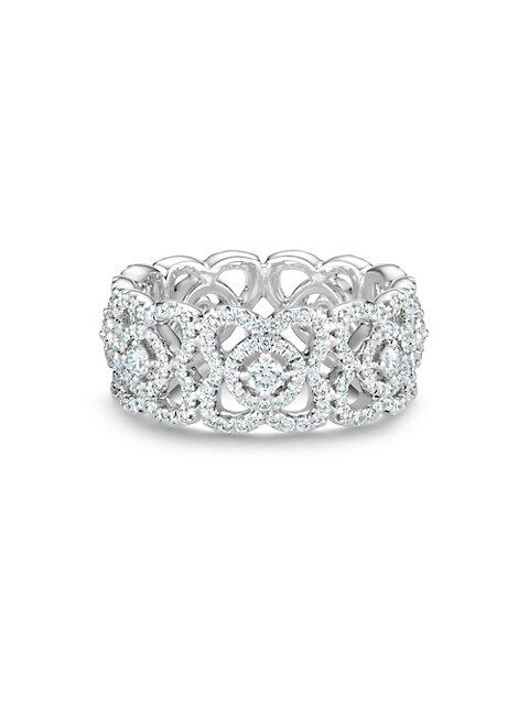 Enchanted Lotus Diamond & 18K White Gold Band Ring | Saks Fifth Avenue