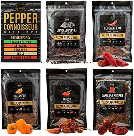 Meat And Pepper Gourmet Brisket Beef Jerky Pepper Connoisseur Series - Traditional & Exotic Spicy... | Amazon (US)