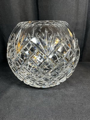 Large Crystal Rose Bowl Vase 7" Round Ball Cut Stars Vintage Crystal | eBay US