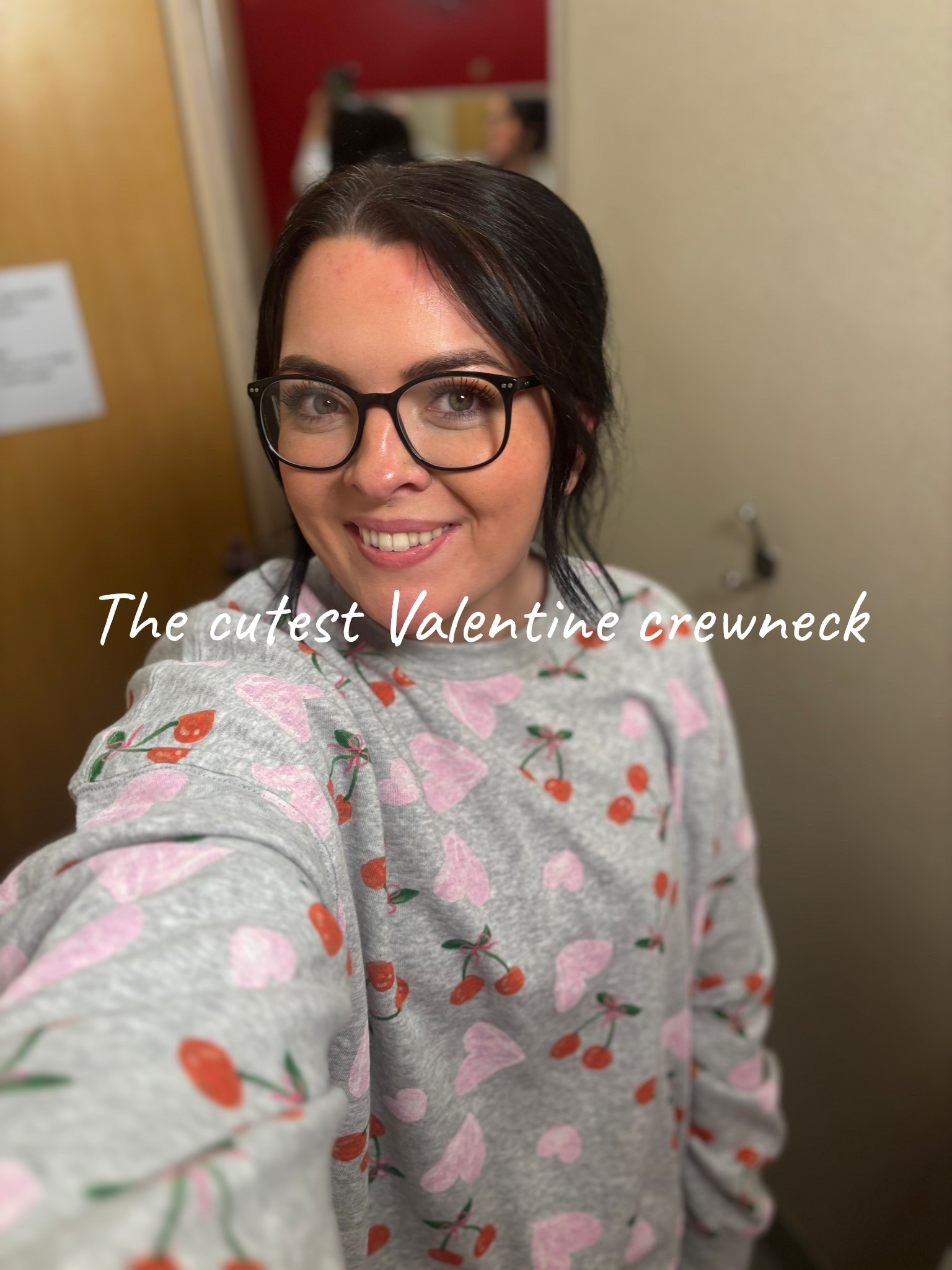 How cute is this crewneck?? Perfect for Valentines Day 🎀💝🍒 I sized up one for an oversized look! 

#LTKootd #LTKgrwm #LTKFindsUnder50