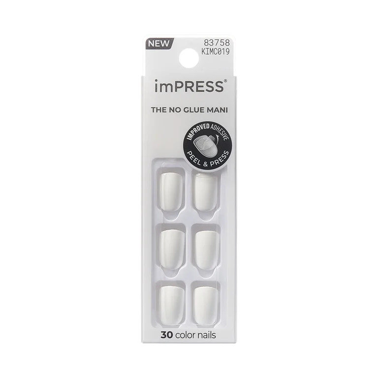 Kiss Impress Color Short Square Press On Nails, Solid White, , 30 Pieces | Walmart (US)