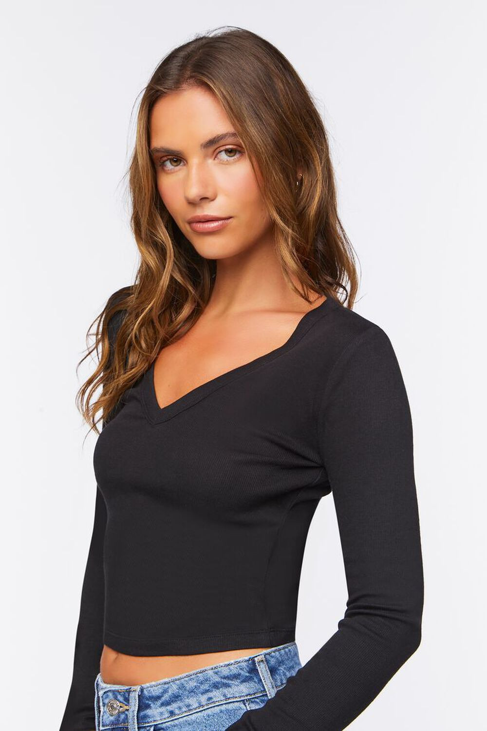 V-Neck Long-Sleeve Tee | Forever 21 (US)