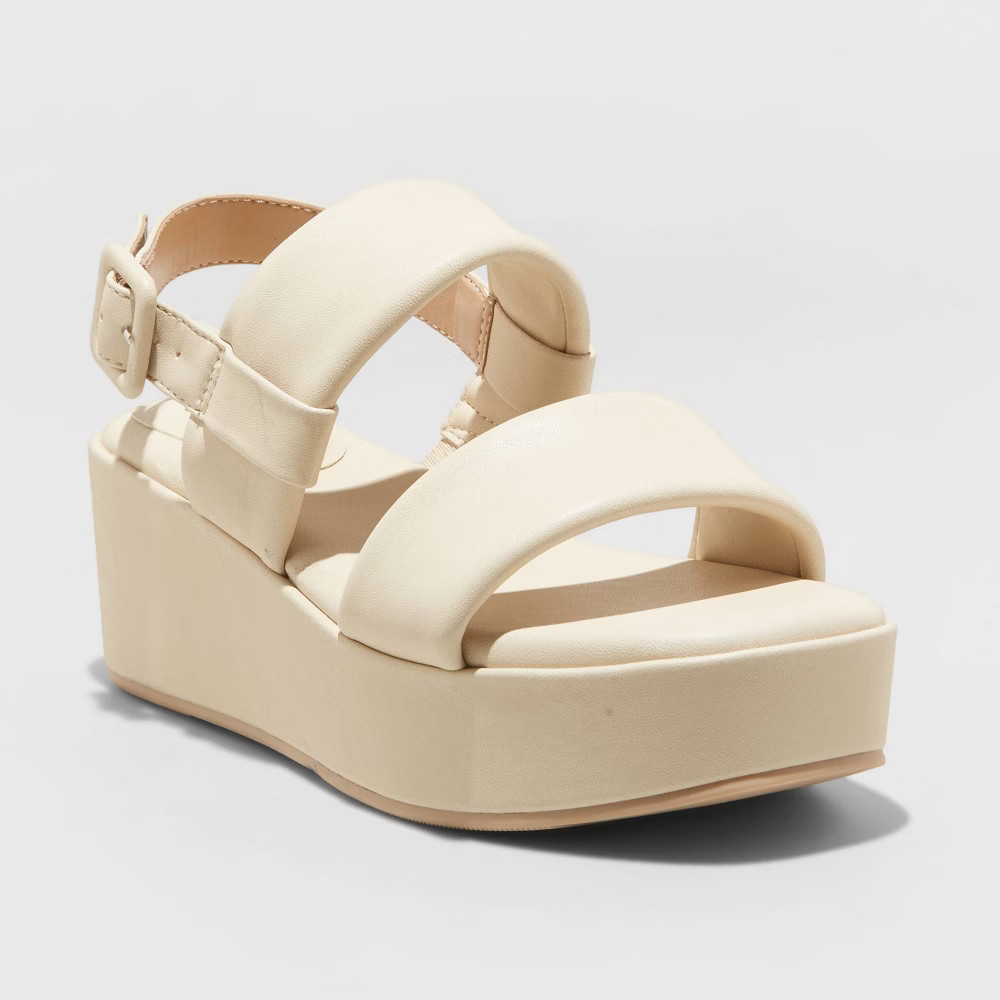 Women's Esperanza Wide Width Wedge Heels - A New Day Cream 5.5W, Ivory | Target