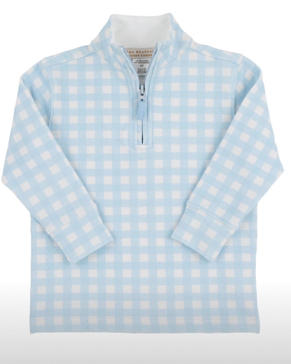 Blue gingham pullover for boys! 