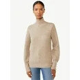 Scoop Women's Turtleneck Sweater with Faux Pearl Button Cuffs, Midweight, Sizes XS-XXL | Walmart (US)