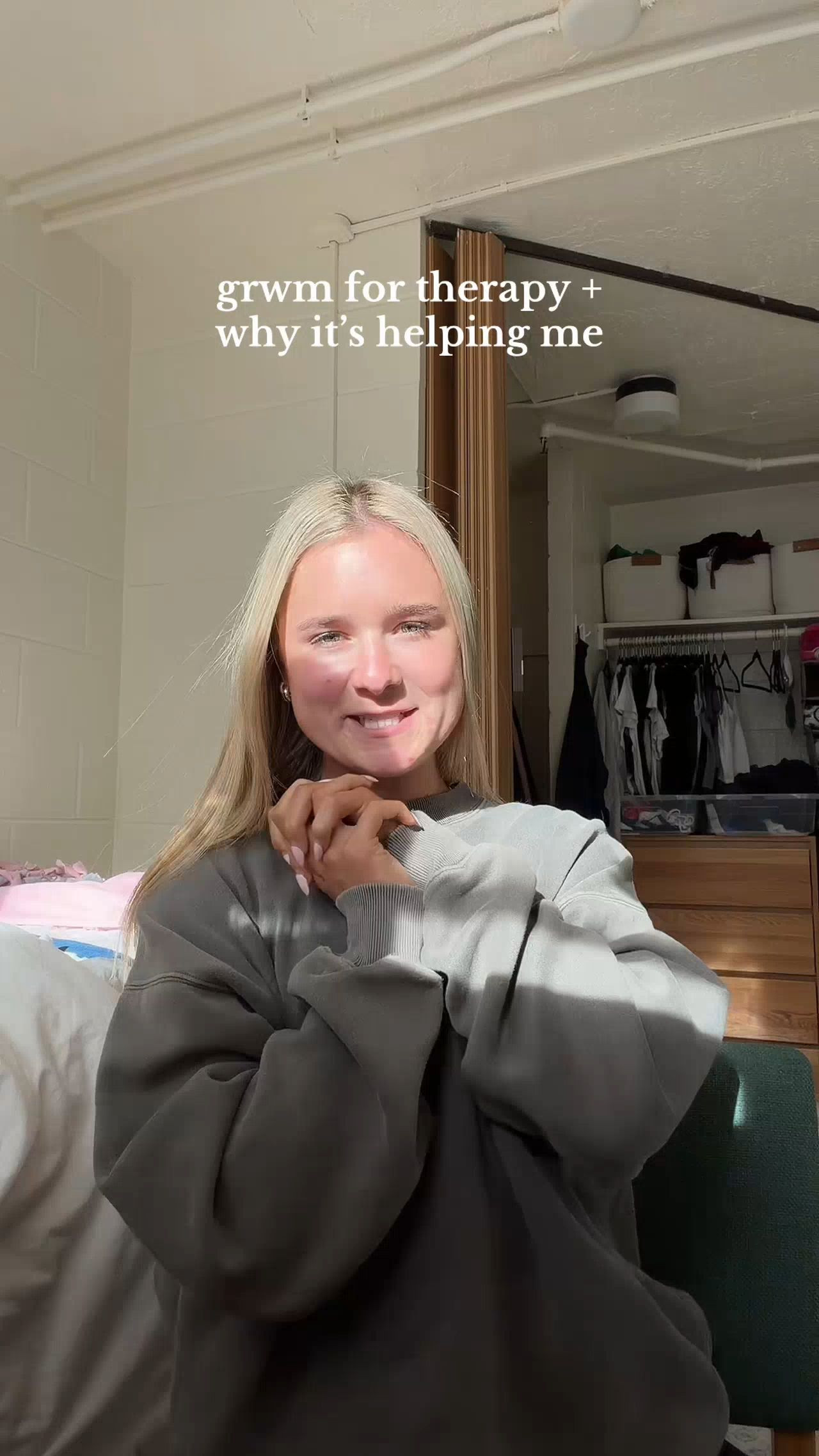 couldn’t recommend talking to someone abt your feelings more 🤍🤍 having a good week atm ☺️☺️ #grwm #therapy #collegelife #healing #advice 

 #LTKgrwm #LTKselfcare #LTKBeauty