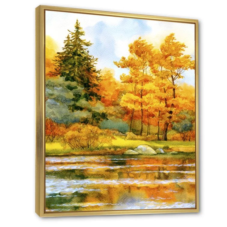 Autumnal Forest By The Lake Side II - Painting on Canvas | Wayfair North America