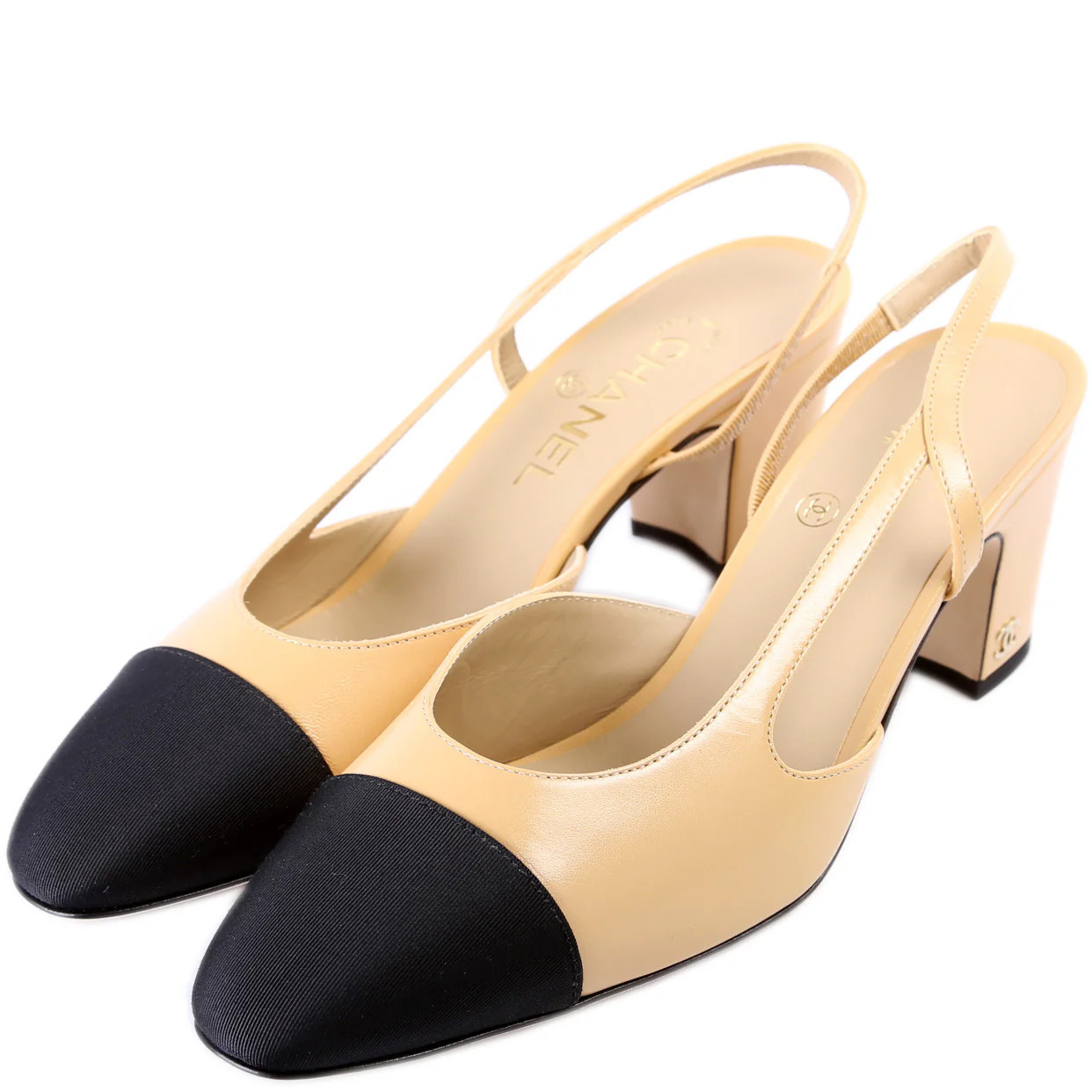 Cap Toe Sling Back Pumps Size 38.5 | Keeks Designer Handbags