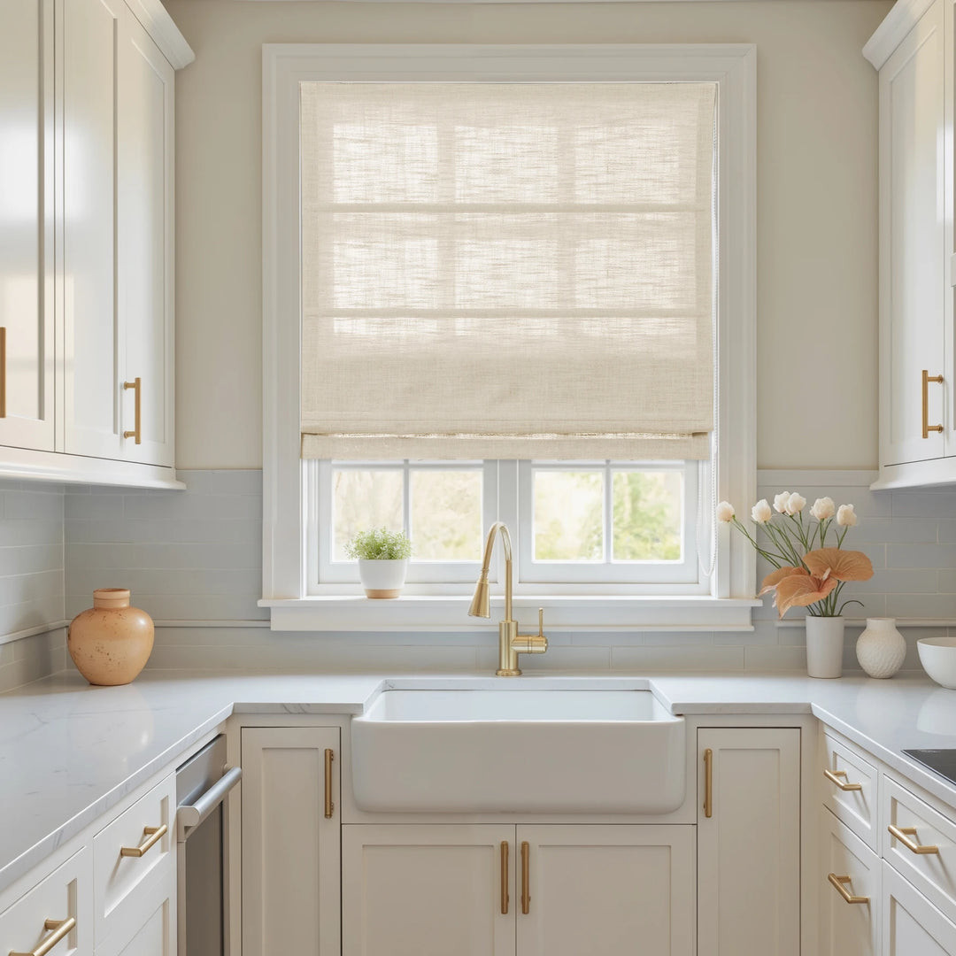 Liz Linen Window Roman Shades Loop Cord Lift | TWOPAGES