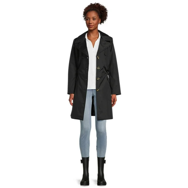 Urban Republic Women's Poly-Techno Hooded Trench Coat, Sizes S-XL | Walmart (US)