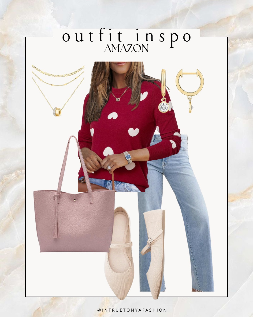 Valentine’s Day outfit from amazon — heart sweater, light wash jeans, pink tote bag, and ballet flats






 casual winter outfits | winter fashion | size 4-6 | cold weather outfits | winter outfit ideas | layering outfit for the cold| winter fashion 2026 | outfit inspo | outfit ideas | winter outfits amazon  |  Amazon outfits every day 

#LTKFindsUnder50 #LTKootd #LTKSeasonal