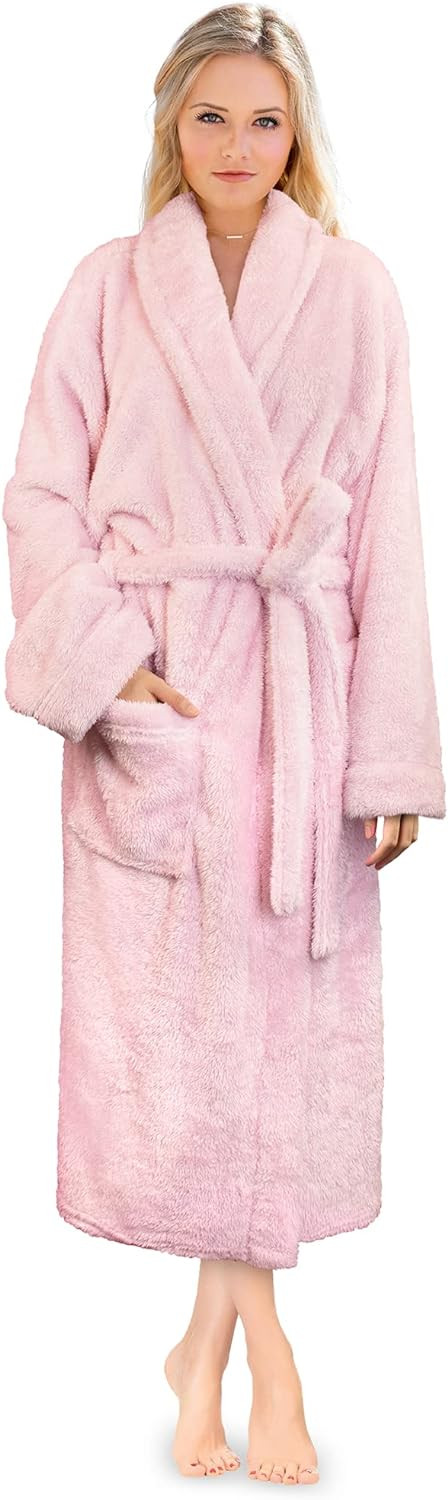PAVILIA Premium Womens Plush Soft Robe, Fluffy Warm Fleece Sherpa Bathrobe | Amazon (US)