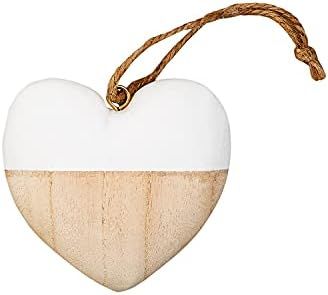 Mud Pie Paulownia Wood Christmas Ornament, Heart, 4" x 3.25" | Amazon (US)