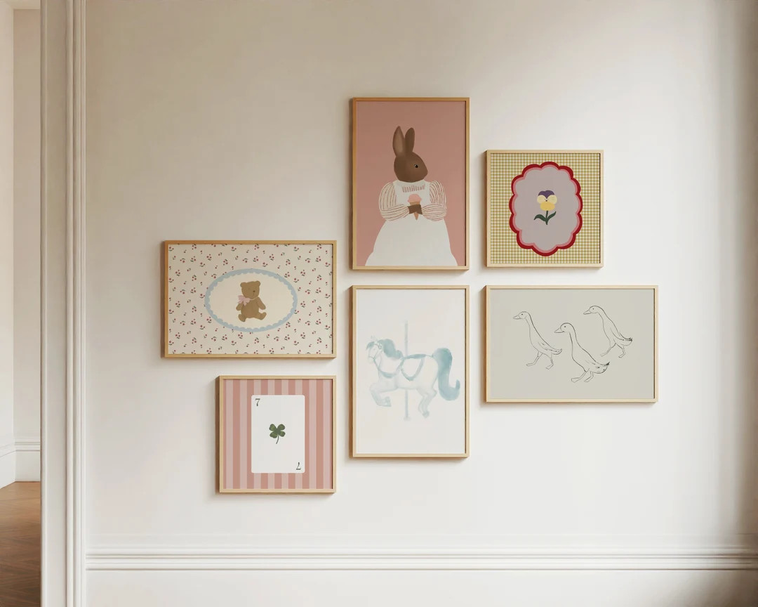 Girl's Nursery Gallery Wall Set of 6 Girls Room Printable Eclectic Nursery Decor Entry Wall Decor... | Etsy (US)