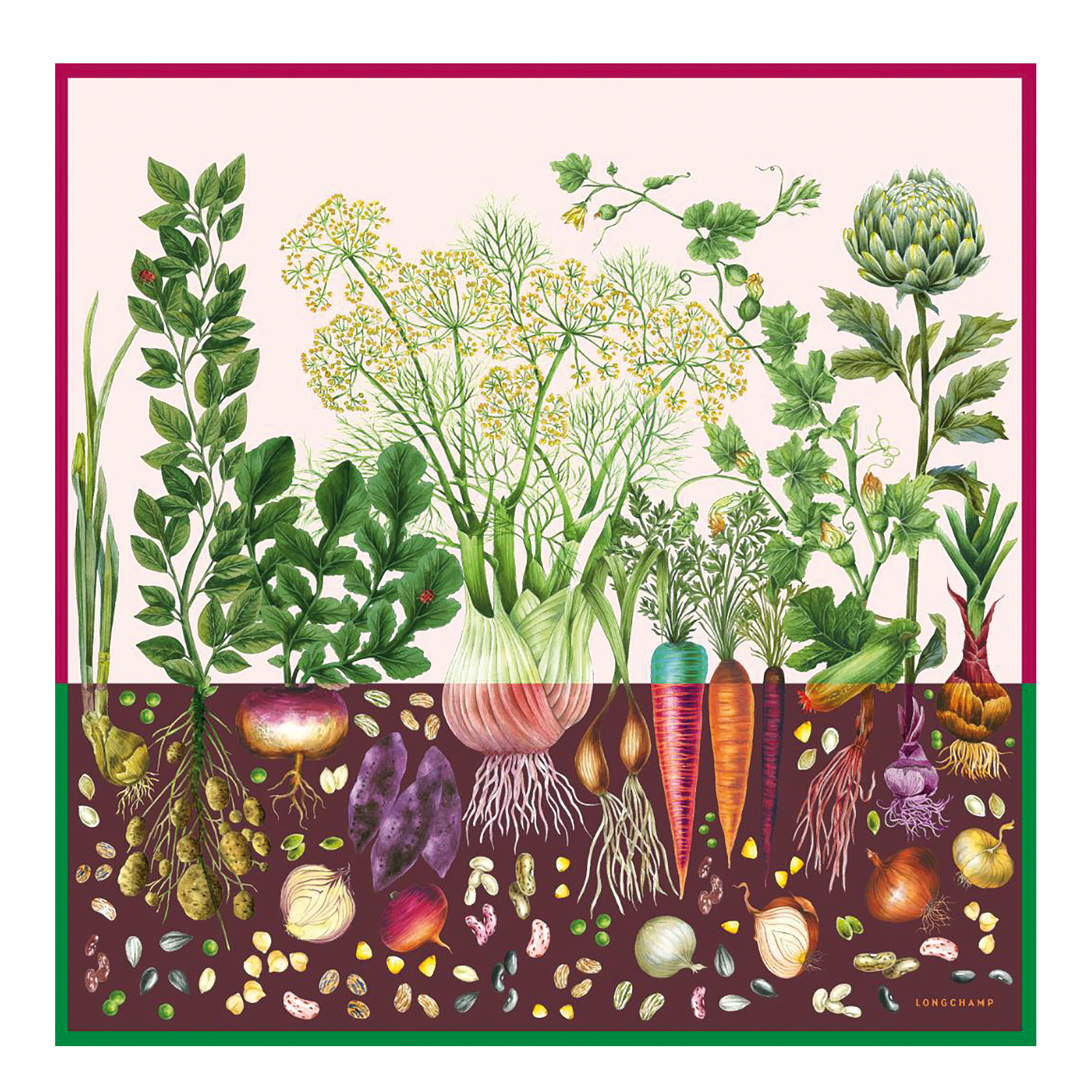 Beyond the Garden Silk scarf 90 Multicolor - Silk | Longchamp LV | Longchamp