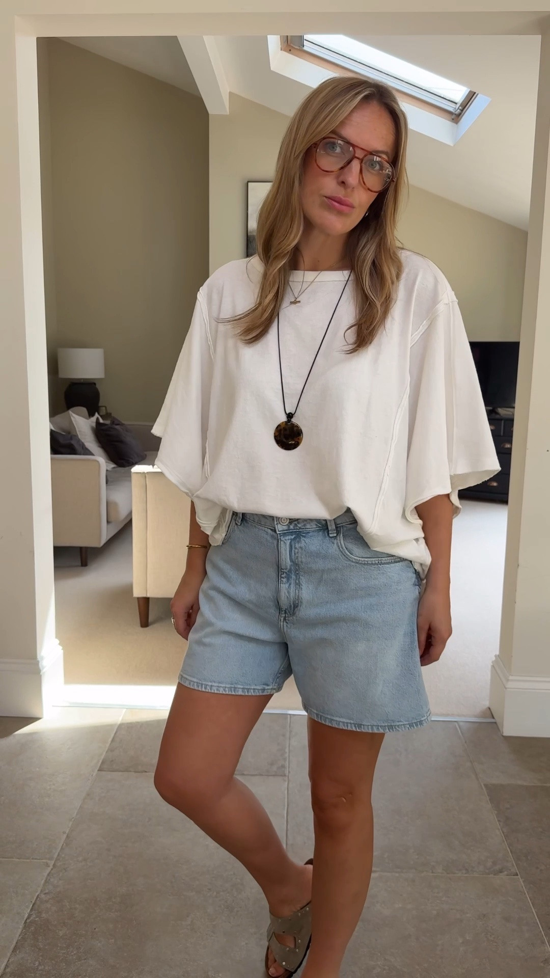 Wearing a medium in the t shirt (loose fit) 
U.K. 14 in the shorts true to size comfy denim

#LTKsummer #LTKjeans #LTKtravel