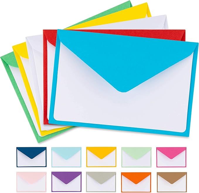 Colorful Envelopes with Blank Flat White Cards 5" x 7" Assorted Colors 105 Pack Card Making Suppl... | Amazon (US)