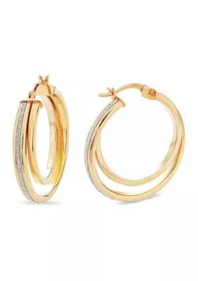 Designs by Helen Andrews Gold Plated Glitter Polished Double Hoop Earrings | Belk