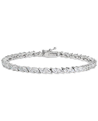 Cubic Zirconia Marquise Tennis Bracelet in Sterling Silver | Macy's