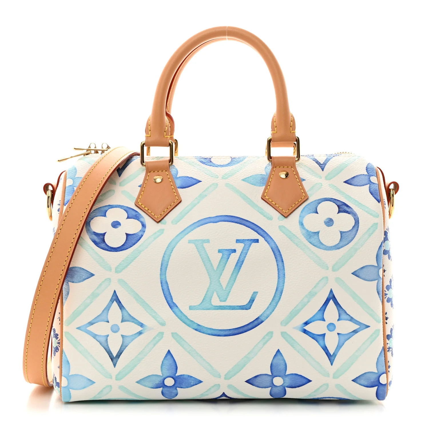 Monogram Tiles By The Pool Speedy Bandouliere 25 Lagoon Blue | FASHIONPHILE (US)