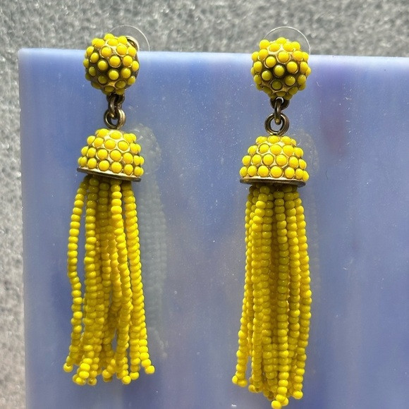 J. Crew Beaded Dangle Tassel Earrings Vibrant Yellow Drop Festival 3466 B | Poshmark