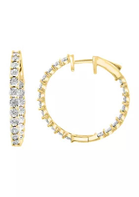 Effy Diamond Hoop Earrings In Gold Over Silver | Belk