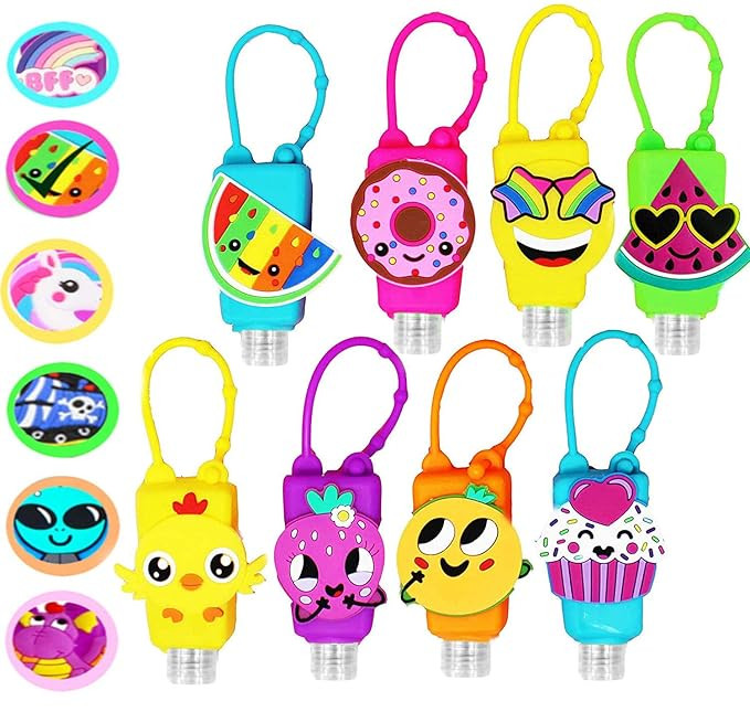KINIA 8 Pack Empty Mixed Kids Hand Sanitizer Travel Size Holder Keychain Carrier, 8 -1 fl Oz. Fli... | Amazon (US)