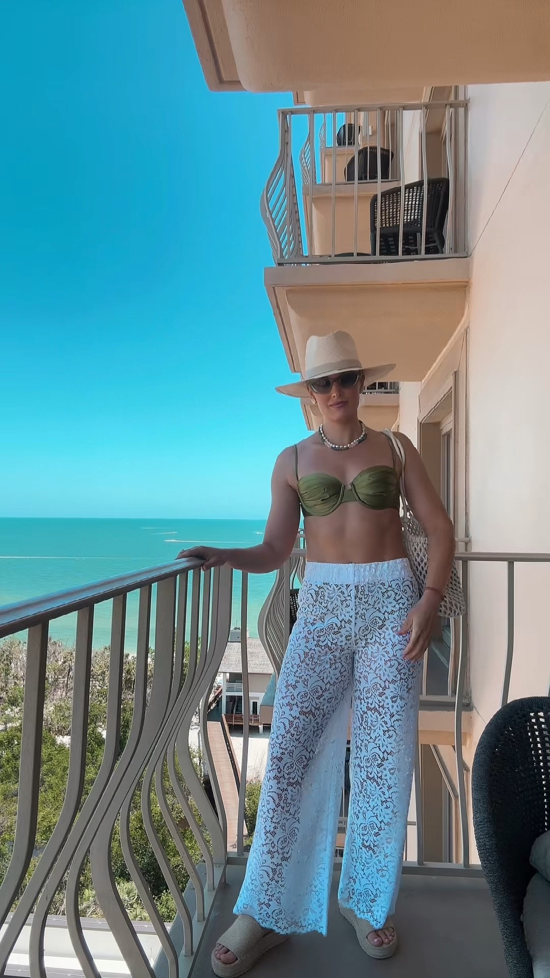 Bikini, beach outfit, cover-up pants, beach hat, sandals, summer outfit 

#LTKSwim #LTKWatchNow #LTKTravel