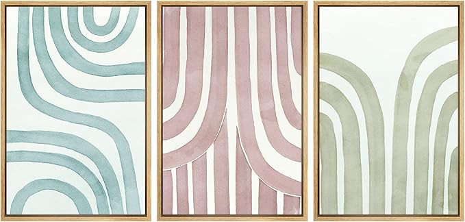 SIGNWIN Framed Canvas Print Wall Art Set Watercolor Geometric Spiral Collage Abstract Shapes Illu... | Amazon (US)