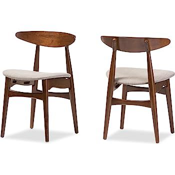 Baxton Studio Set of 2 Juliette Mid-Century Modern Dining Chairs, Medium, French Oak | Amazon (US)