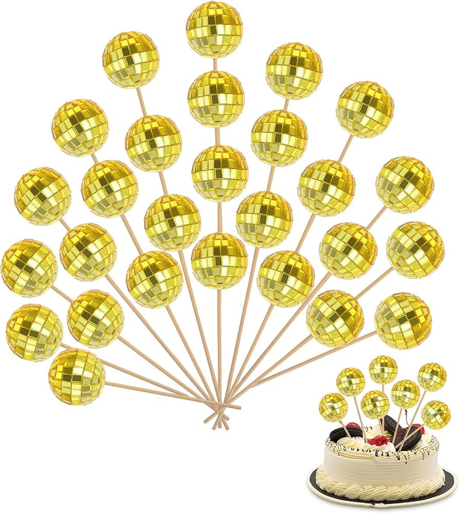 20 Pcs Disco Ball Cupcake Toppers for Disco Party Decorations 70s Disco Party, Mini Disco Balls H... | Amazon (US)