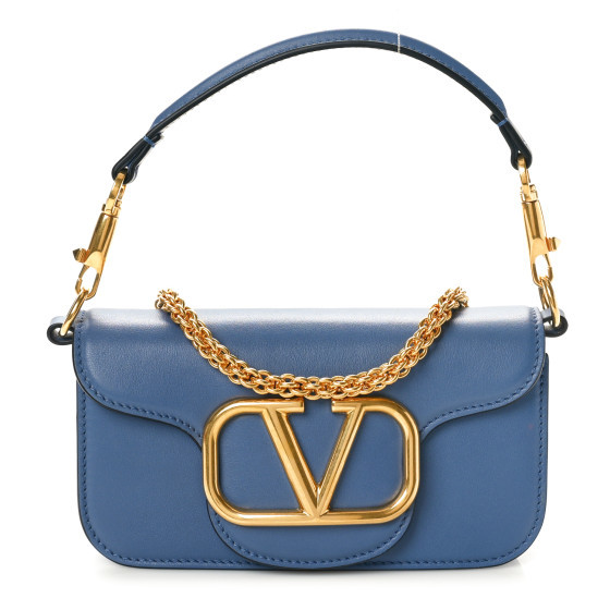 Calfskin Vlogo Small Loco Shoulder Bag Blue | FASHIONPHILE (US)