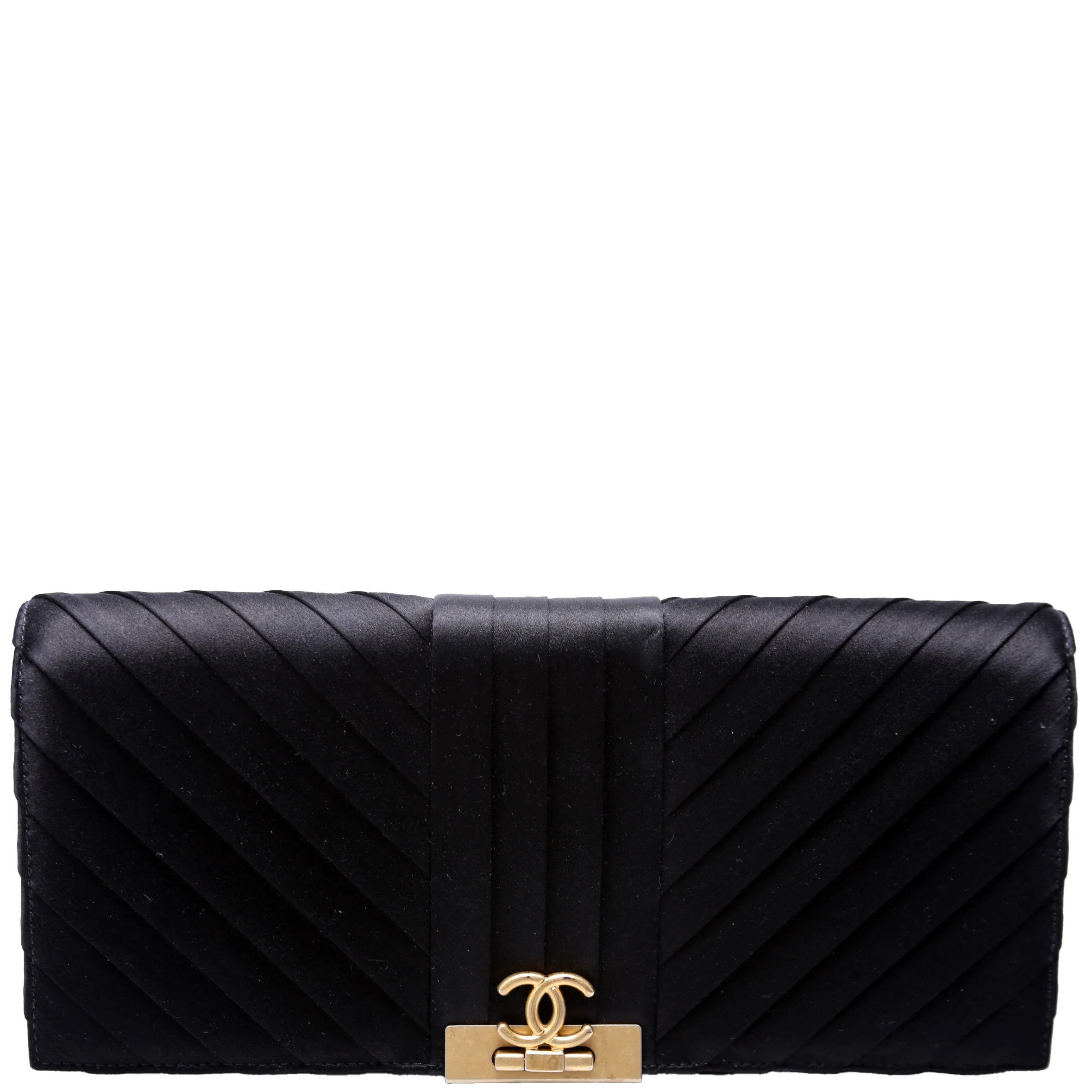 CC Flip Lock Pleated Satin Clutch 29M | Keeks Designer Handbags
