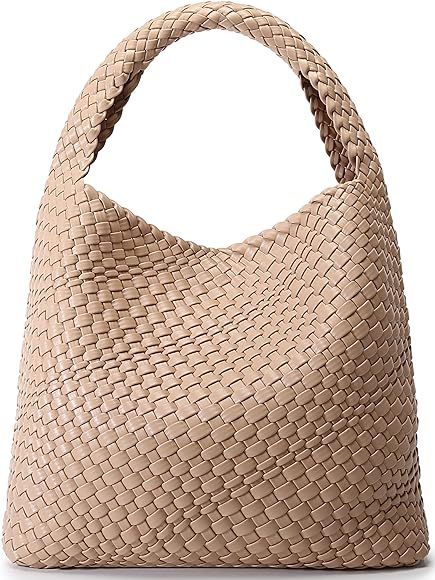 Fashion Woven Purse for Women Top-handle Shoulder Bag Soft Summer Hobo Tote Bag | Amazon (US)