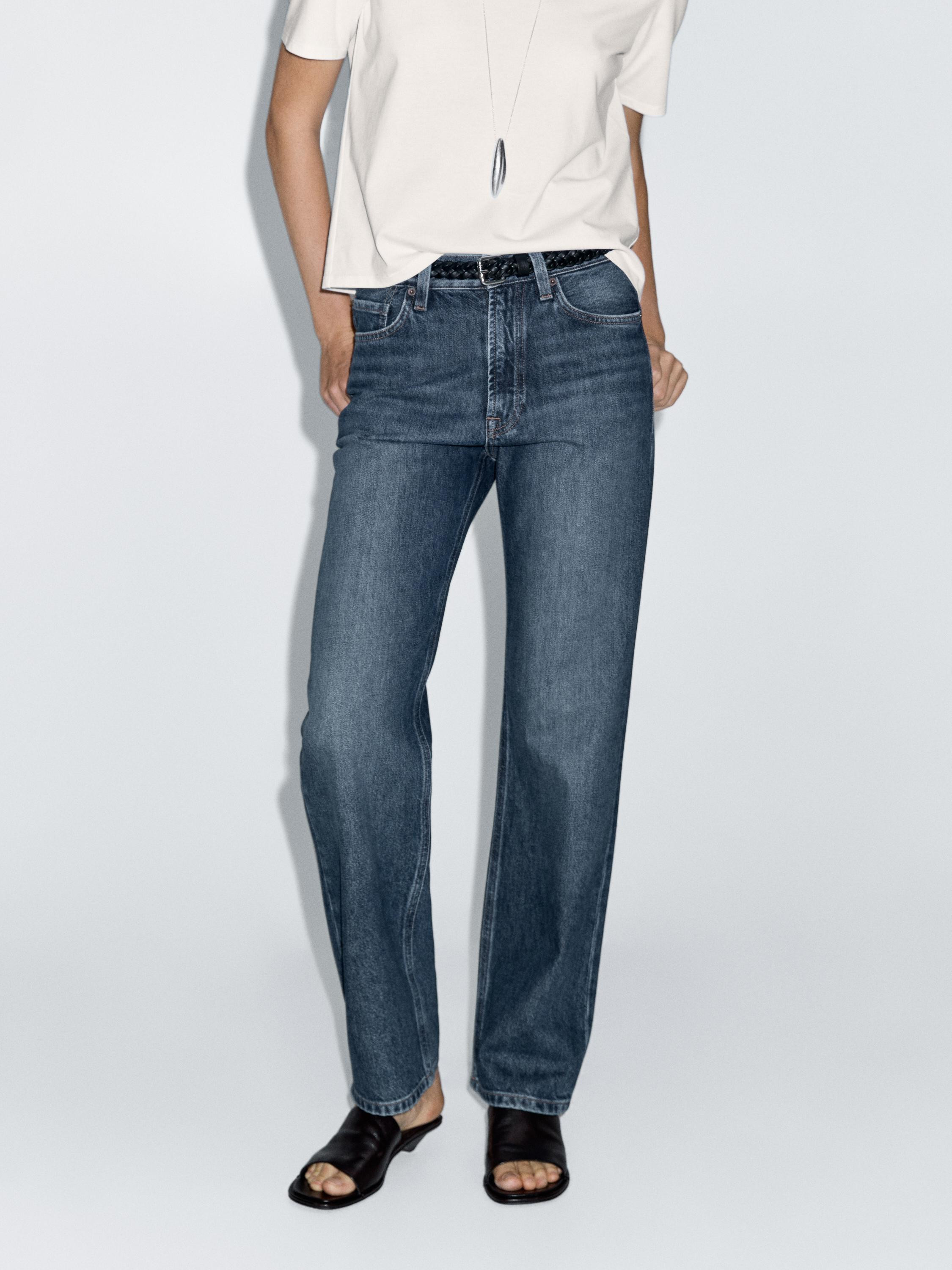 Straight-leg high-waist jeans | Massimo Dutti US
